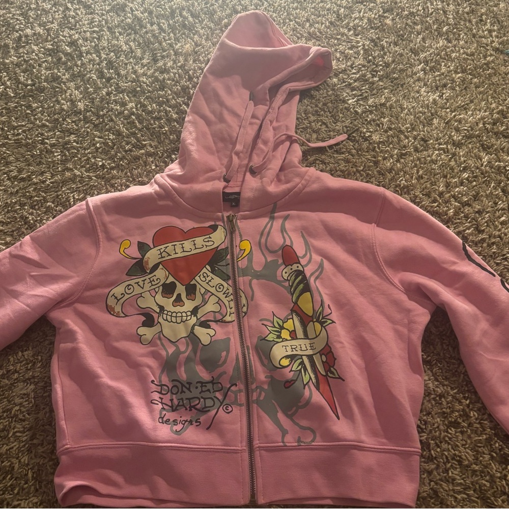 Ed Hardy Kids Pink Skull Graphic Jacket